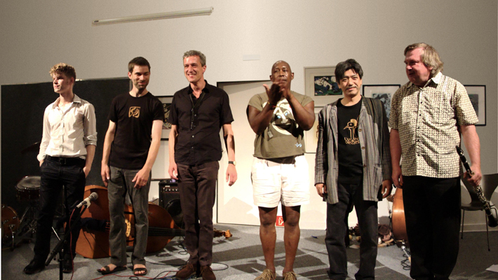 <strong>THE VANGUARD & JAZZFLASH </strong>Ch.Lillinger, H. Stüdemann, J.v. Klewitz, L. Robinson, A. Ando, T. Jörgensmann, Jazzmeeting Kühlungsborn, 24.7.2009